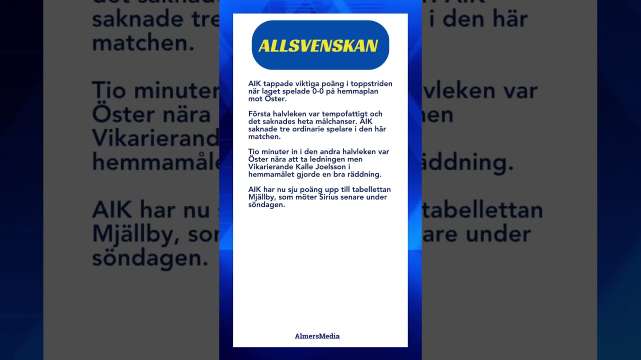 #Fotboll #Allsvenskan #AIK #ÖstersIF