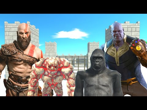 INFERNALS + KRATOS VS PRIMATES + THANOS - ANIMAL REVOLT BATTLE SIMULATOR