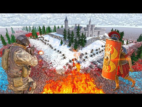 5 million ROMAN SOLDIERS attack modern soldier WINTER military station ! UEBS 2