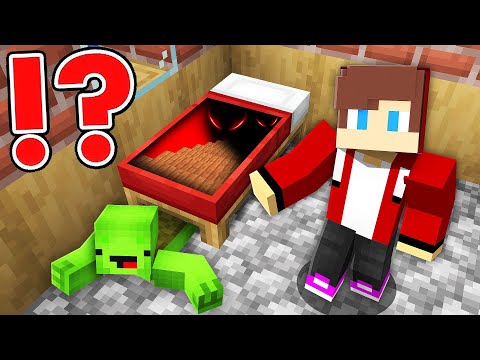JayJay & Mikey - Maizen - Who DRAGGED Mikey and JJ Under The Scary Bed in Minecraft? - Maizen