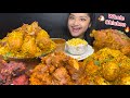 SPICY WHOLE MUGLAI MURG CHICKEN BIRYANI MUTTON BIRYANI EGG BIRYANI AND CHICKEN LOLLIPOP EATING