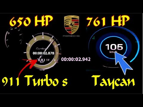 2020 Porsche 911 Turbo S  650 HP vs Porsche Taycan Turbo S 760 HP Acceleration 0-260 km /h