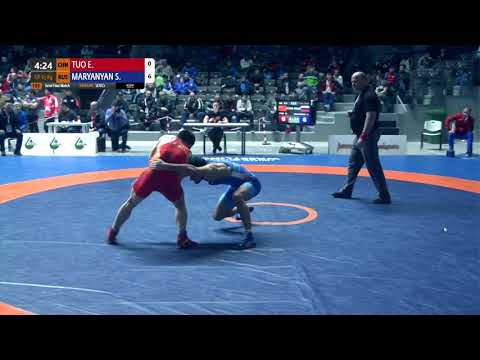 1/2 GR - 63 kg: E. TUO (CHN) v. S. MARYANYAN (RUS)