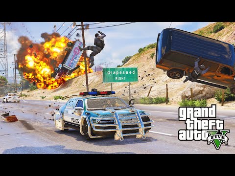 GTA 5 POLICE CAR CRASHES COMPILATIONS POLICE CHASE PART 2 - DESTRUCTION