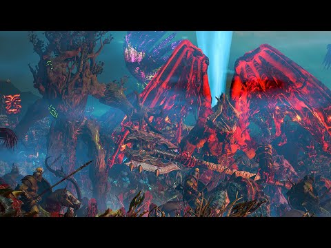 LIZARDMEN and WOOD ELVES vs CHAOS - Massive TotalWar Warhammer cinematic battle
