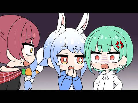 【手描き】船長にキスを迫られるしあに助けを求めるぺこら【宝鐘マリン/白銀ノエル/兎田ぺこら/潤羽るしあ/ホロライブ】