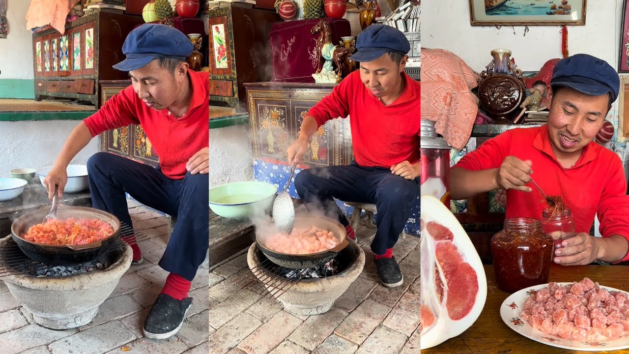 自制蜂蜜柚子茶，一点也不苦哦#food #民间手艺人 #funny