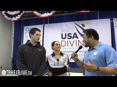 Awards Mixed Platform Winner Interview Mark Anderson, Samantha Bromberg - 2015 USA Diving #syncnats