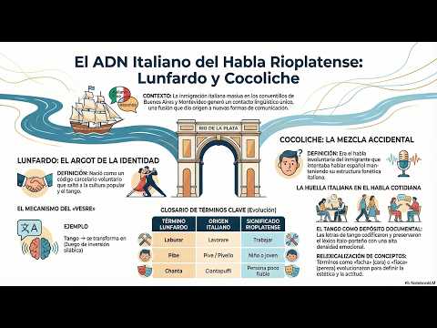 Argentina y el Río de la Plata: lunfardo, cocoliche y la huella del habla en el tango.