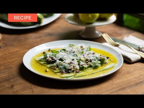 Learn to prepare carpaccio of zucchini, pistachios and goat cheese