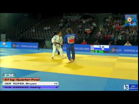 Judo 2014 European Championships Montpellier: Roper (GER) - Karakas (HUN) [-57kg] QF