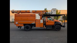 4K Review 2015 Ford F750 Chip Bucket Boom Truck operation