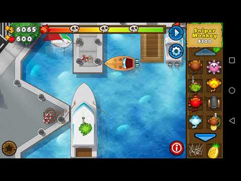 BTD5 Mobile - 4-x Sniper vs Blastapopoulos - Boss Bloon - Dockside - NASFRILLS