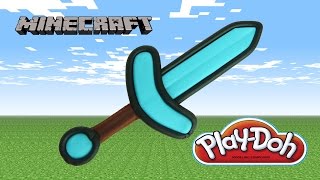 play doh minecraft diamond sword - how to make with playdough
