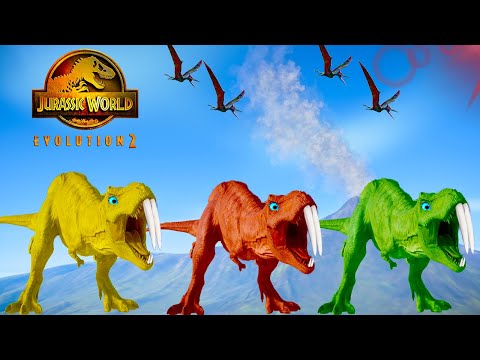 Tyrannosaurus Rex vs Indominus Rex, Spinosaurus, Indoraptor And All Carnivores-JWE 2 Dinosaurs Fight