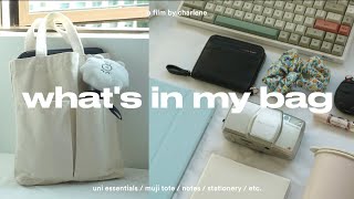 what's in my college tote bag (muji tote) 🌸