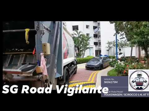 26May2020 1425hrs blk 181 Bedok North  #SKD6175M vw scorocco blocking rubbish truck at service road