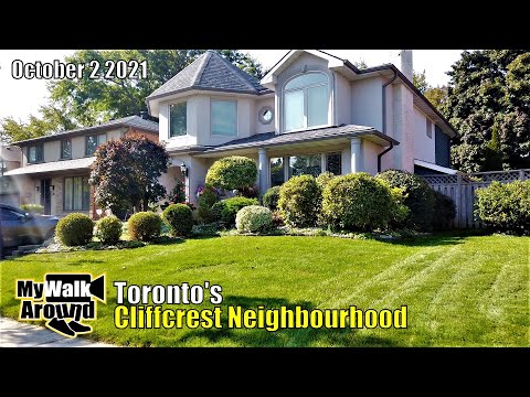 Toronto neighbourhood sunny morning walk through the Cliffcrest area on October 2 2021