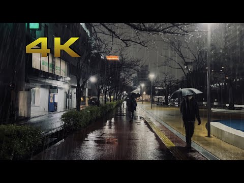 [4K] Tokyo Backstreets Night walk | Rain & Snow in the backstreets of Japan, Tokyo.