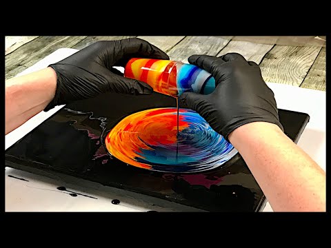 Paint Kiss Technique Acrylic Pouring Video using Warm & Cool Colours. Lots of Movement