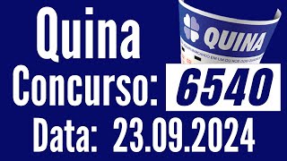 Quina 23/09, RESULTADO da QUINA 6540, Resultado Quina, QUINA de hoje,