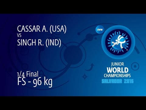 1/4 FS - 96 kg: R. SINGH (IND) df. A. CASSAR (USA) by FALL, 4-4