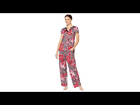 Aria Soft Touch Jersey PJ Set with Satin Trim