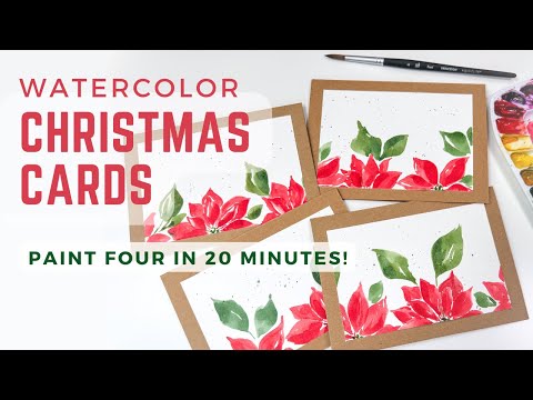 Paint Christmas Cards in "Bulk"! Poinsettia Watercolor Tutorial