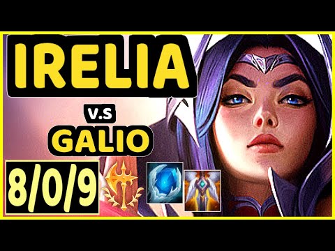 T1 FAKER (IRELIA) vs GALIO - 8/0/9 KDA MID GAMEPLAY - KR Ranked GRANDMASTER