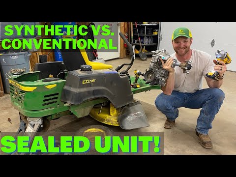Zero Turn Transmission Oil Change on SEALED Hydro Gear! + Synthetic vs. Conventional Oil