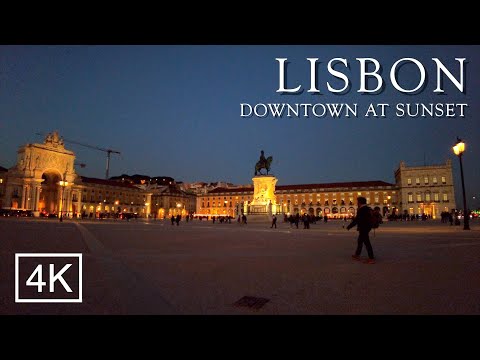Lisbon Portugal Downtown SUNSET Walking Tour 4k 2022 🇵🇹