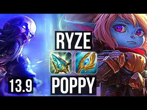 RYZE vs POPPY (TOP) | 6/0/2, 1000+ games, Dominating | KR Master | 13.9