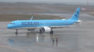 大韓航空 エアバスA321neo(A321-272NX) HL8559 KE2198 新潟→ソウル(仁川) 新潟空港離陸