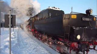 preview picture of video '(HD) Reichsbahn Dampflok in Äberschbach / German steam loco in severe coldness'