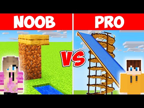NOOB vs PRO: GIANT WATER PARK BUILD CHALLENGE (Minecraft)