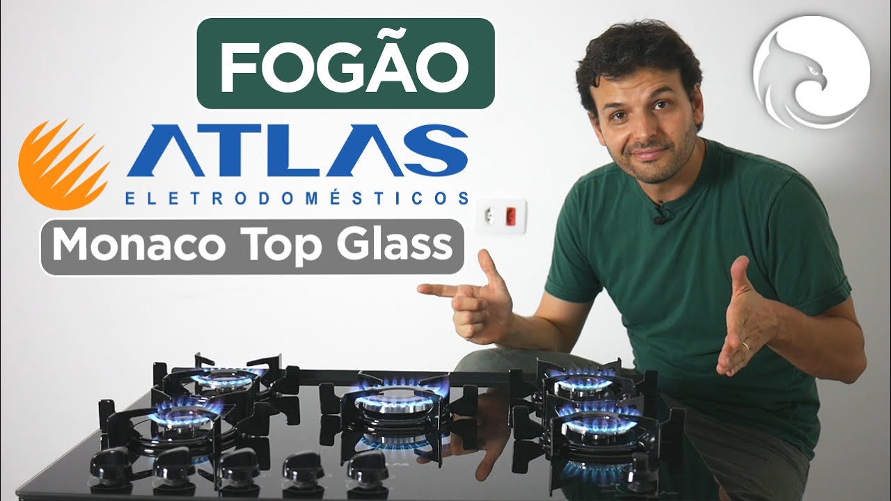 Avaliação do FOGÃO ATLAS Mônaco Top Glass com 5 bocas e mesa de vidro | Harpyja