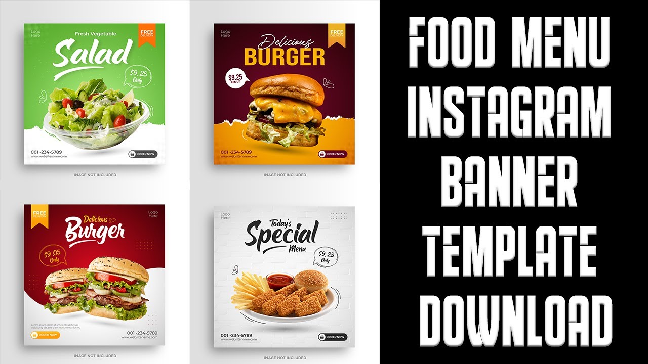 30+ FOOD Menu Instagram Banner in PSD Photoshop Tutorial