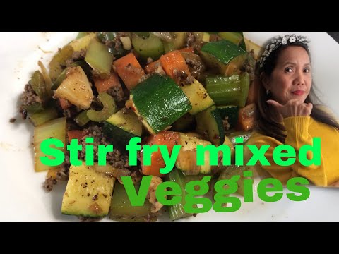 Stir fry Mixed Vegetables with ground beef. Super easy...