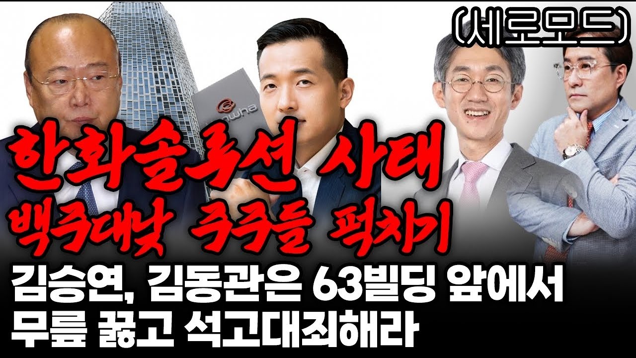 (경제한스푼)세로모드 한화솔루션 사태는 '백주대낮 주주들 퍽치기' 김승연, 김동관은 63빌딩 앞에서 무릎 꿇…