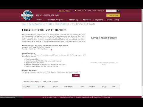 Area Director Club Visit Report Video Guide