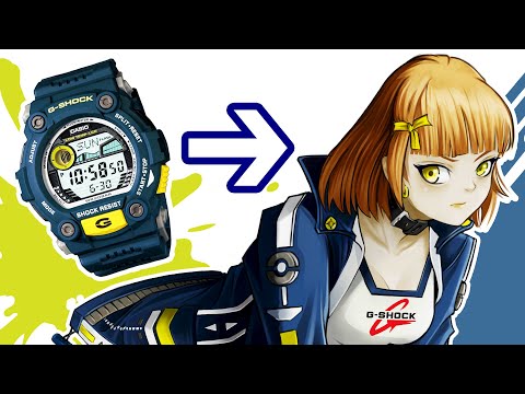 Drawing Anime Character with G-shock Watch Reference