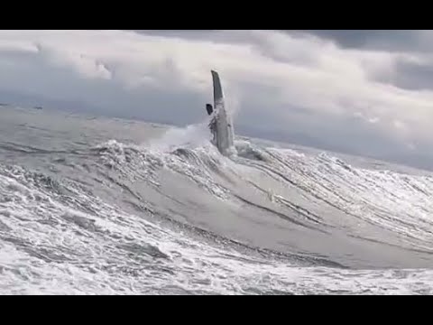 Sea Kayak Looped in Penrhyn Mawr tide race.