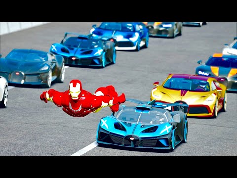 Iron Man vs Bugatti Hypercars - Drag Race 20 KM