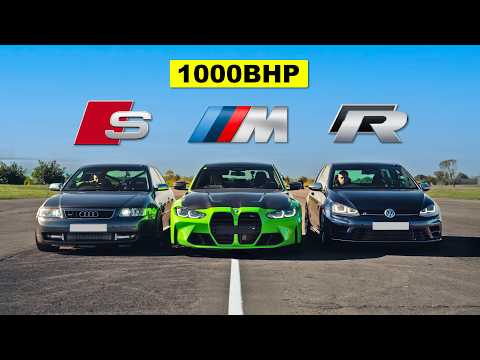 VW GOLF RSR vs AUDI S3 R30T vs BMW M3: DRAG RACE