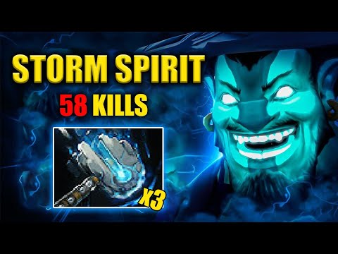 Storm Spirit UNSTOPPABLE Mana Regen x3 Meteor Hammers 🔥 58 Kills | Dota 2