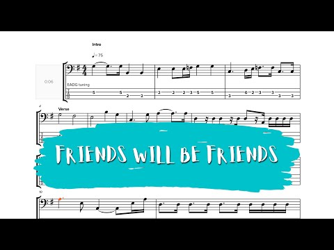 QUEEN - Friends Will Be Friends - Bass cover + Play along with score and BassTAB