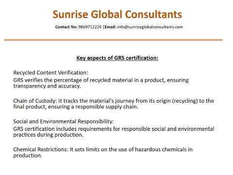 Global Recycled Standard certificate , GRS