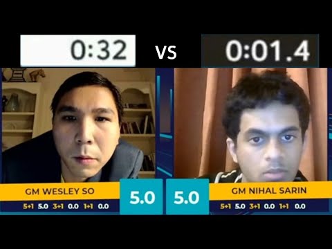 GM Nihal Sarin plays 40 moves with 1 second on the clock against GM Wesley So!