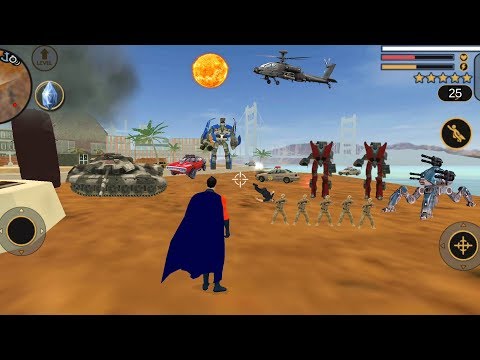 Vegas Crime Simulator (SuperHero Fight 🚗 Robot Car) Robot Machine Gun Destroy Tanks - Gameplay HD