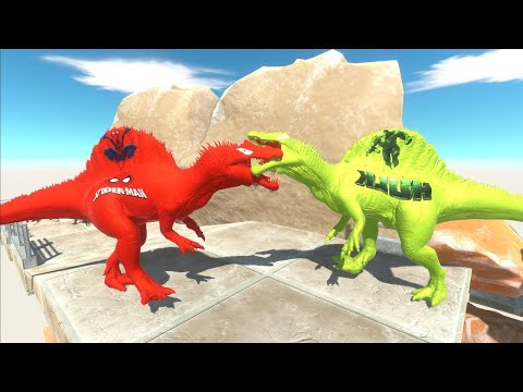 HULK AVENGER SPINOSAURUS MOUNTAIN DEATH CLIMB - Animal Revolt Battle Simulator